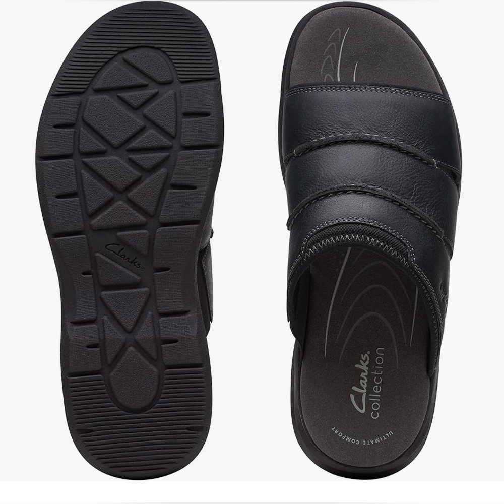 Clarks Men's Walkford Flat Black Sandals